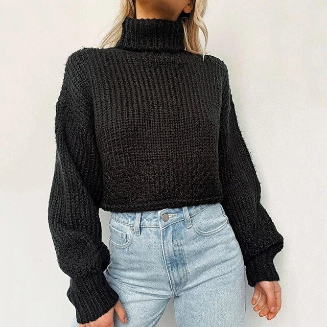 Loose sleeve knitted woolen sweater