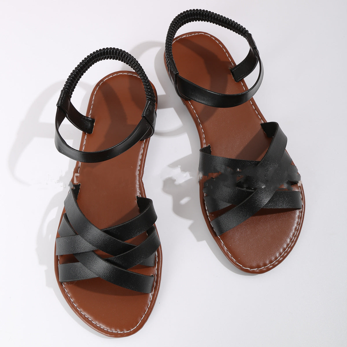 Roman Slip-on Cross Strap Flat Sandals